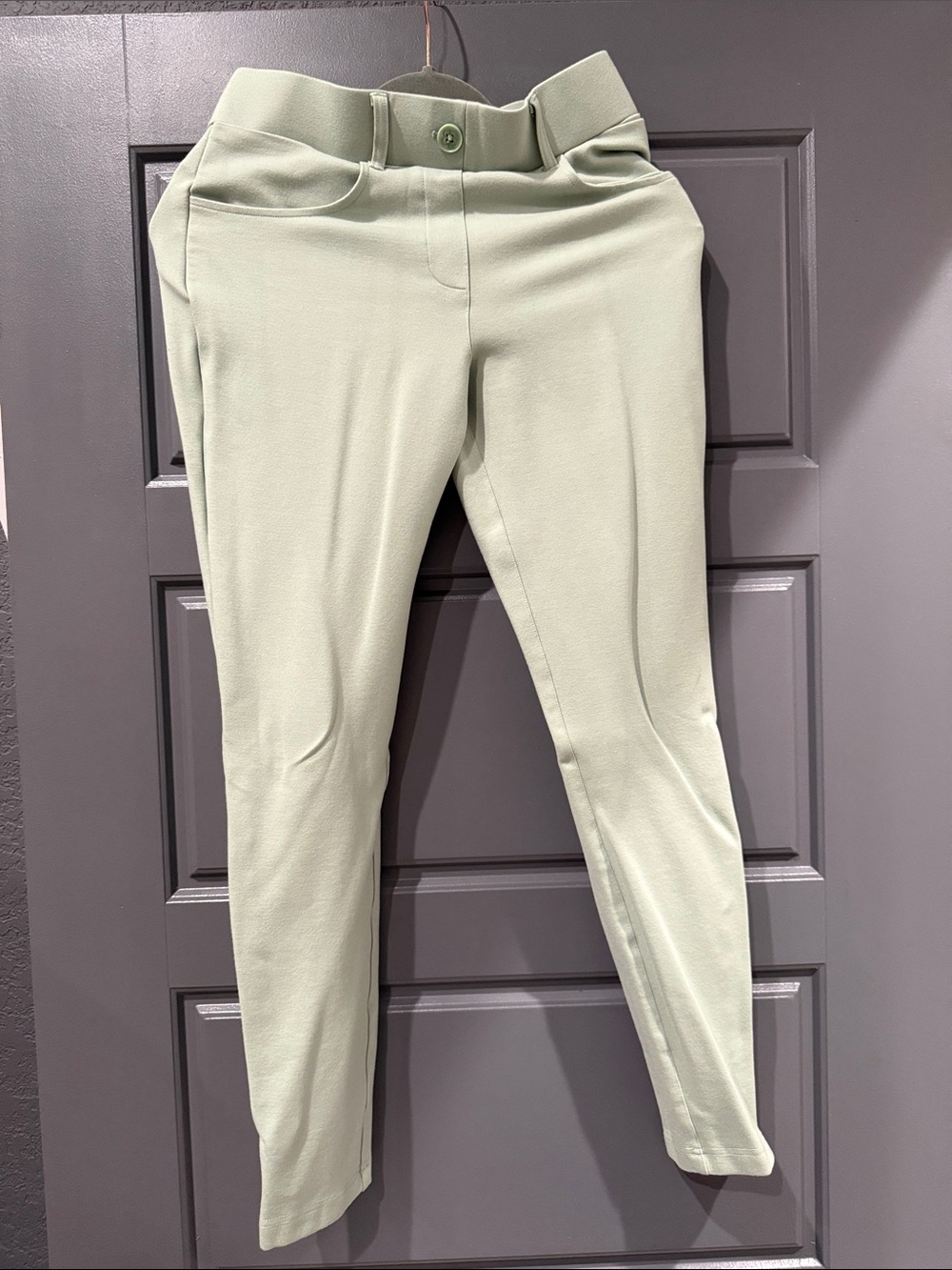 Betabrand Women's Straight Leg Pants in Mint Green